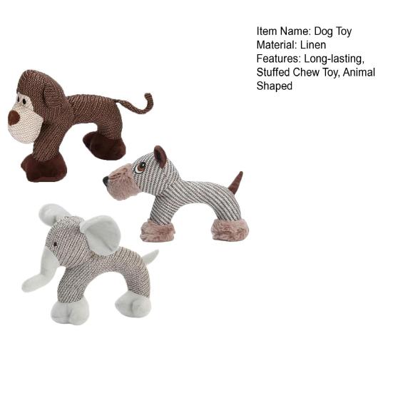 Plush Dog Chew Toy Squeaky Linen Stuffed Animals Interactive Puppy Teething Toy for Small And Medium Dogs Teeth Cleaning