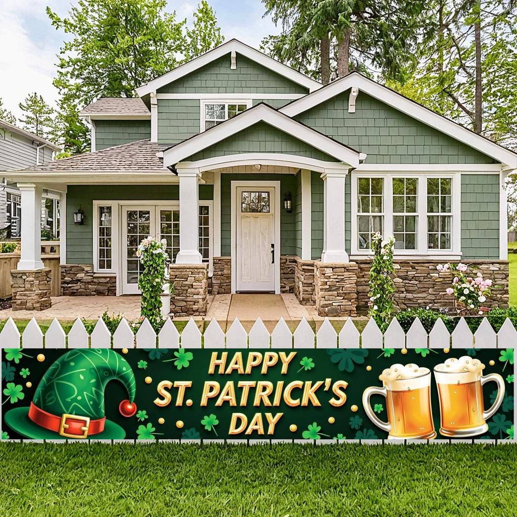 St Patricks Day Backdrop Banner With Beer Mug And Clover Party Event Decoration Photo Booth photography Background Props