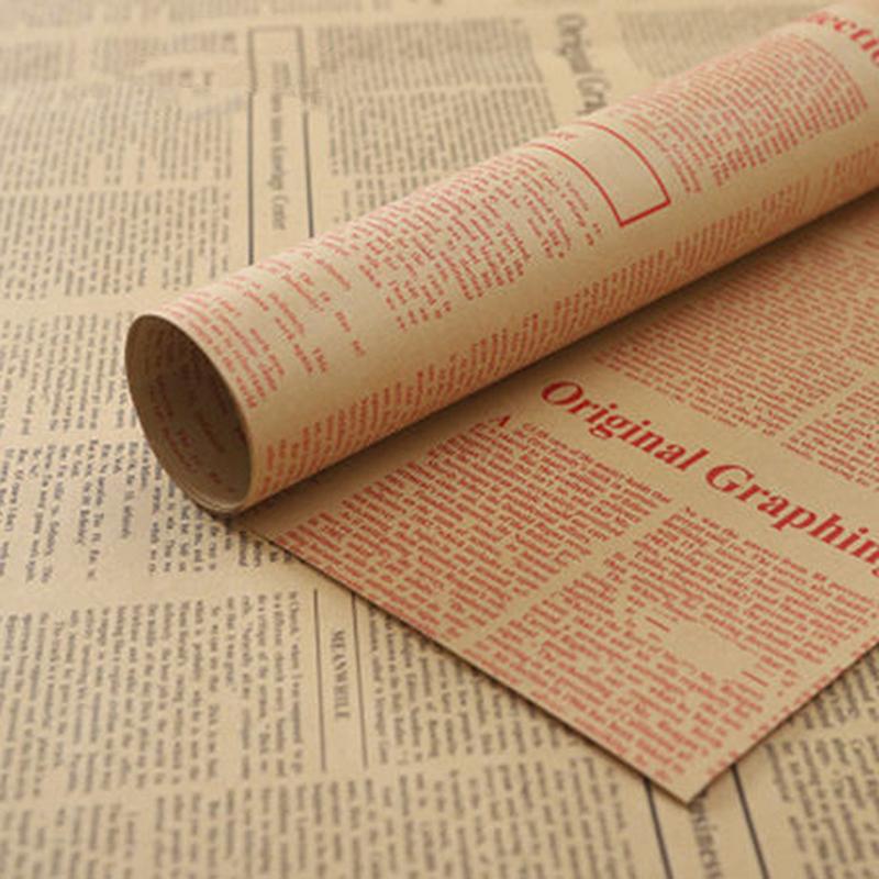 5 Blatt Vintage Englische Zeitung Kraftpapier Braun Kraft Außenverpackungspapier für Geschenkverpackung Blumenwickelpapier
