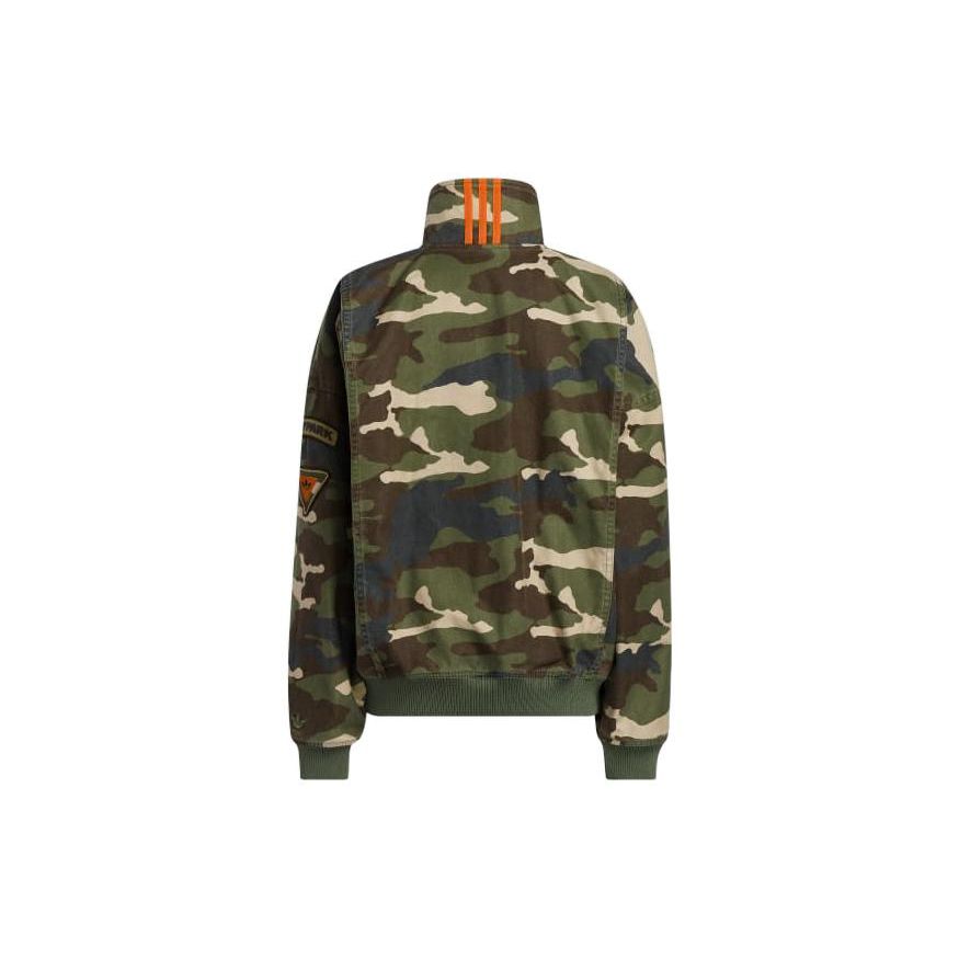 adidas X Ivy Park Kollaboration SS23 Camouflage Canvas Hoher Kragen Arbeitsjacke Unisex Jacken Militärgrün HS0718