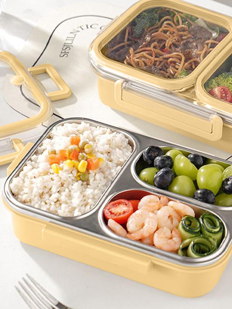 Clunch Containers Stainless Steel Dinner Box 3-Compartment Portable Lunch Case for Kids for Meal Prep Work Travel Picnic Daycare