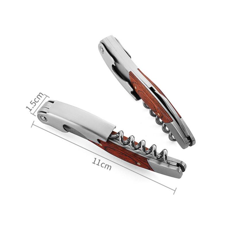Red Wine Corkscrew With Wooden Handle Multi-function Portable Stainless Steel Bottle Opener Wine
