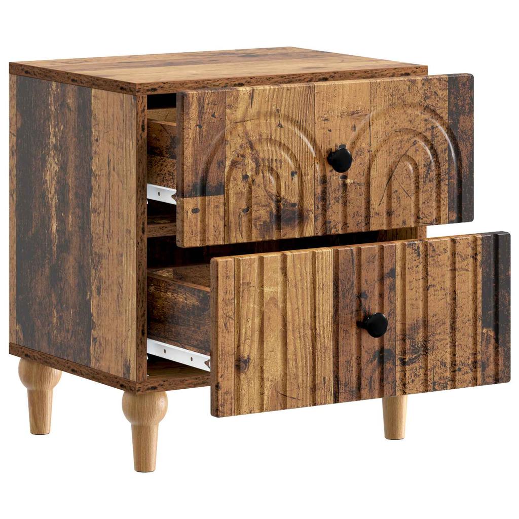 Nightstand Set of 2 Reclaimed Wood Look 43 x 34.5 x 48 cm Engineered Wood