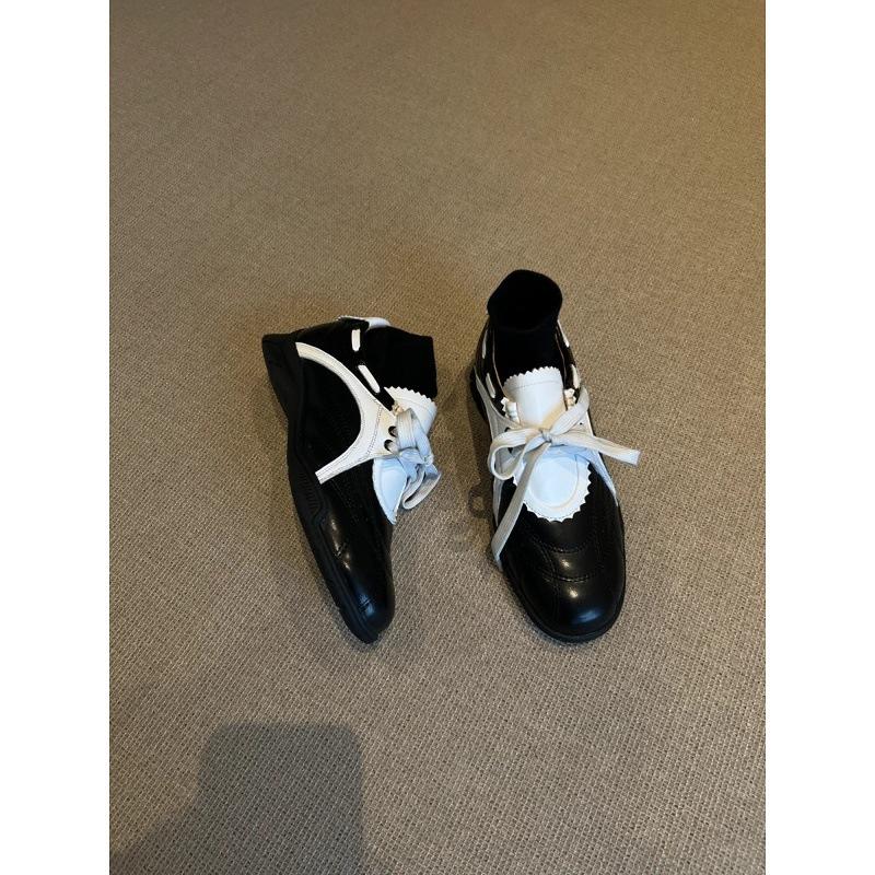 Sheepskin~ Thick sole inner height increase 5cm Mary Jane shoes color matching casual sports shoes women's versatile retro lace-up German 