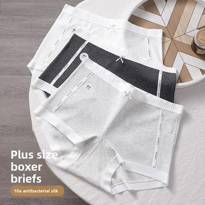 Plus Size Women's Spring and Autumn Pure Cotton 10A Antibacterial Seamless Extended Crotch Briefs