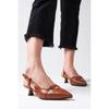 Women Stylish Tan Short Heeled Shoes
