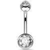 Double Ball Internally Threaded Zircon Navel Ring F136 Titanium Belly Button Jewelry G23 Titanium Body Piercing