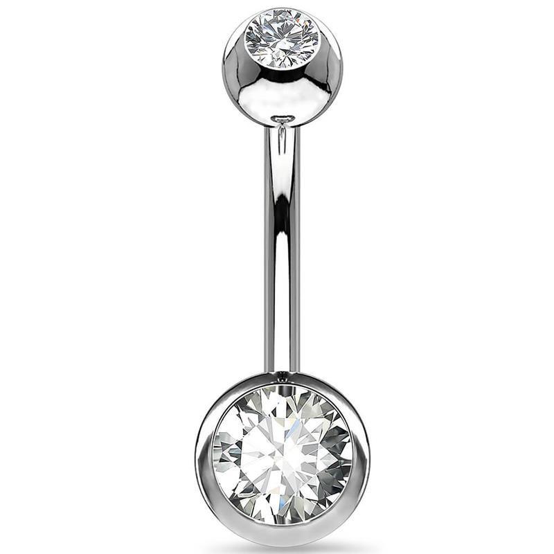 Double Ball Internally Threaded Zircon Navel Ring F136 Titanium Belly Button Jewelry G23 Titanium Body Piercing
