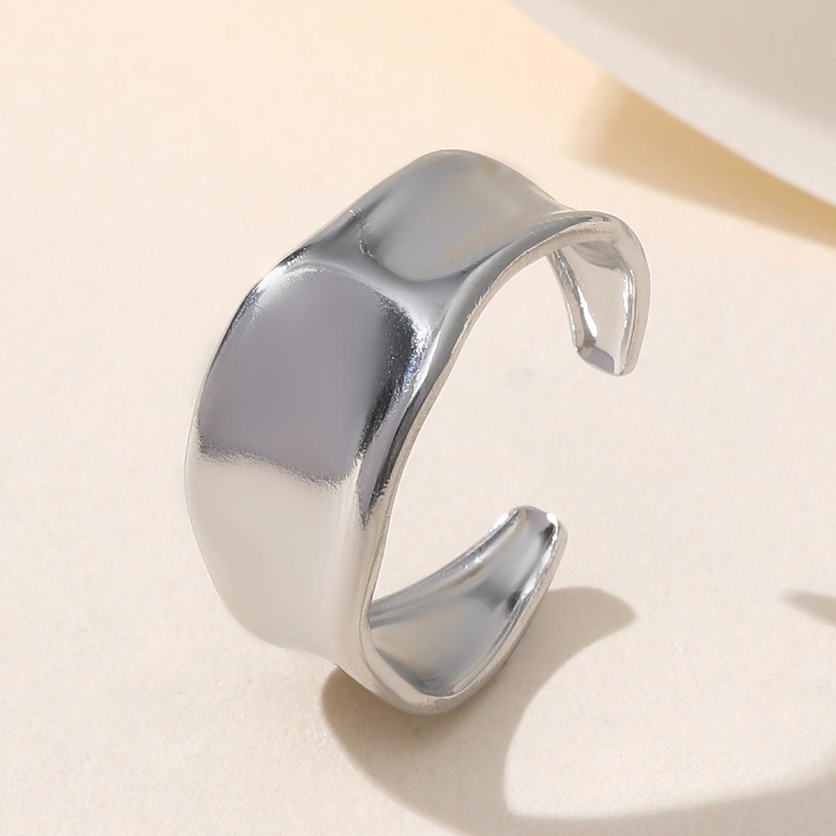 Women s Retro Baroque Gold-Plated Stainless Steel Wide Band Ring