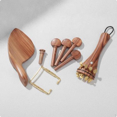 Rosewood Violin Fitting Set | Tone Metal Hardware WoodGrain Surface, Accessory Kit