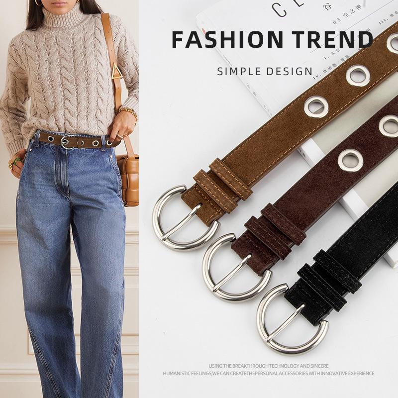 Punk Style Leather Belt Women'S Matte Jeans Decorative Belt Women