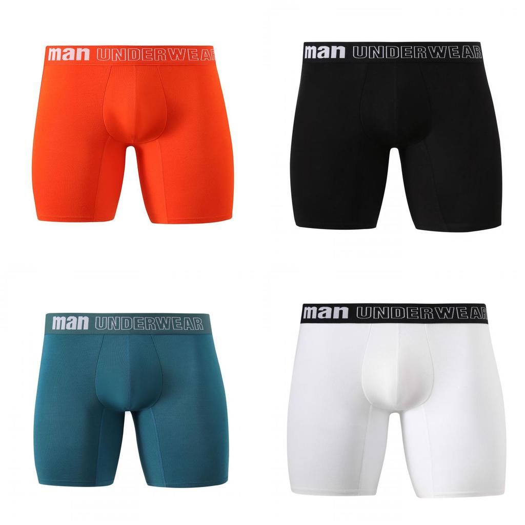 Men Bamboo Fiber Long Underwear Plus Size Thin Breathable Antibacterial Mid Waist Loose Boxers For Men