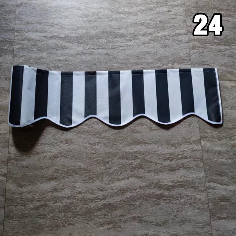 1M Retractable Patio Awning Replacement Fabric Windows Wavy Valance Durable Sunshade Canopy Cloth Waterproof Gray Beige Strips
