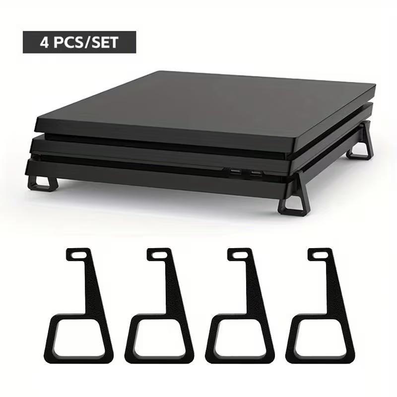 4pcs For TECTECINTER PS4 Cooling Bracket & Elevated Footrest Bracket Durable Black Plastic Cooling Support Holder Accessories
