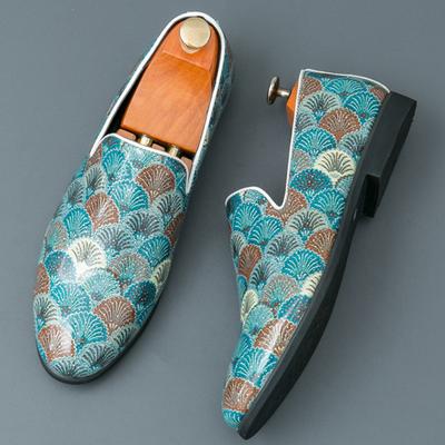 Trend Neue Druckmuster Slipper für Herren Flats Laufschuhe Business Leder Kleider Mokassins