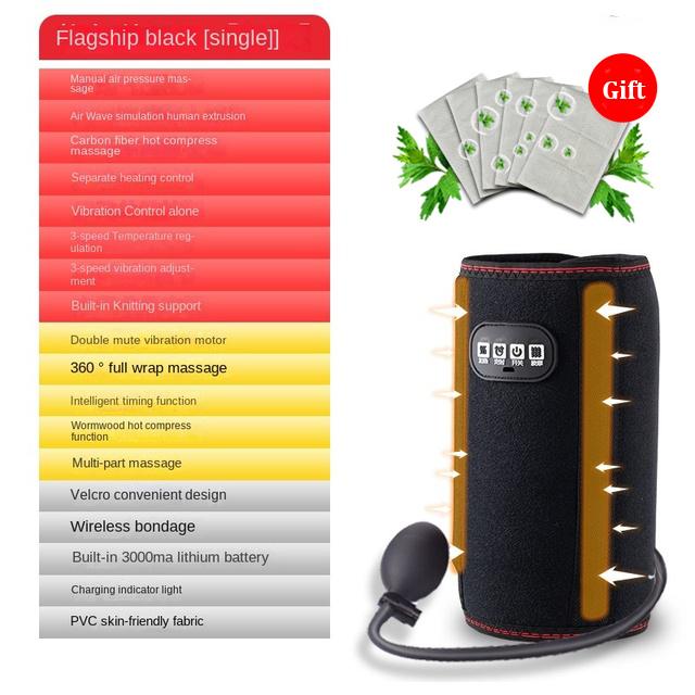 

Массажер для рук, массажер для ног с воздушным давлением, электрический подогрев, поясной массажер для улучшения кровообращения, массажер для рук и голеней Black 1 piece чёрный