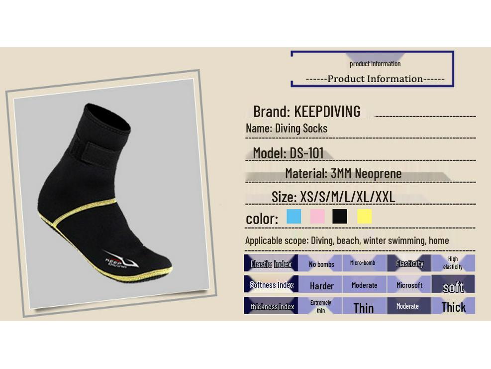 Thickened Non-Slip Snorkeling and Diving Socks with Side Opening - DS-102