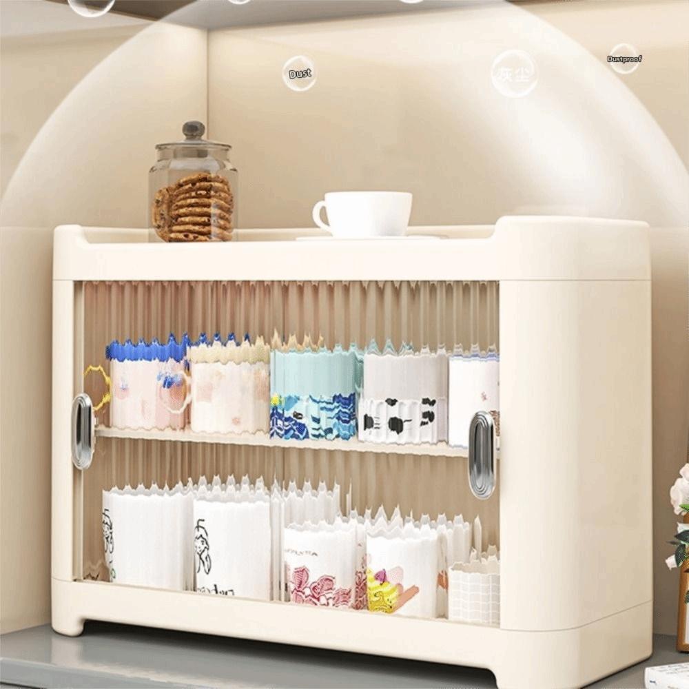 Display Cabinet Cup Storage Box Space Saving Kitchen Organizer Cup Storage Shelf  Office