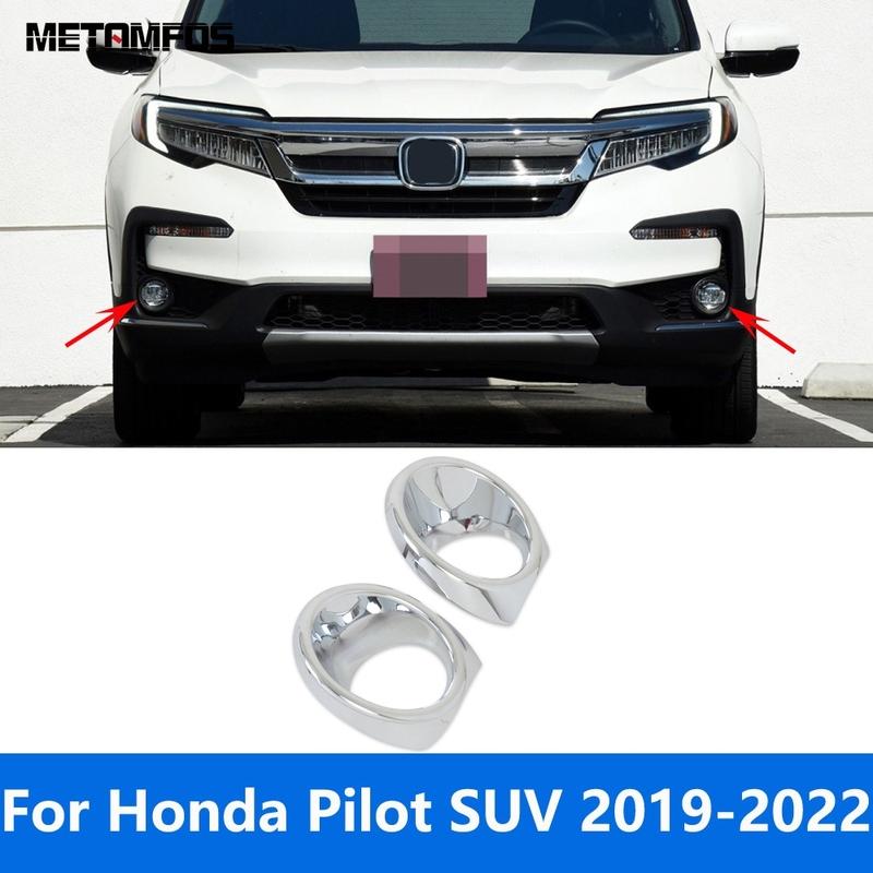 Fog Front Light Lamp Cover Trim For Honda Pilot SUV -  Chrome Foglight Foglamp Protector Accessories Car Styling
