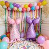 7 Stück Meeresmeerjungfrauenschwanz Muschel Muschel Ballons Set Rosa 0-9 Zahlen Folienballon Unterwasser Geburtstagsparty Dekoration Babyparty Zubehör