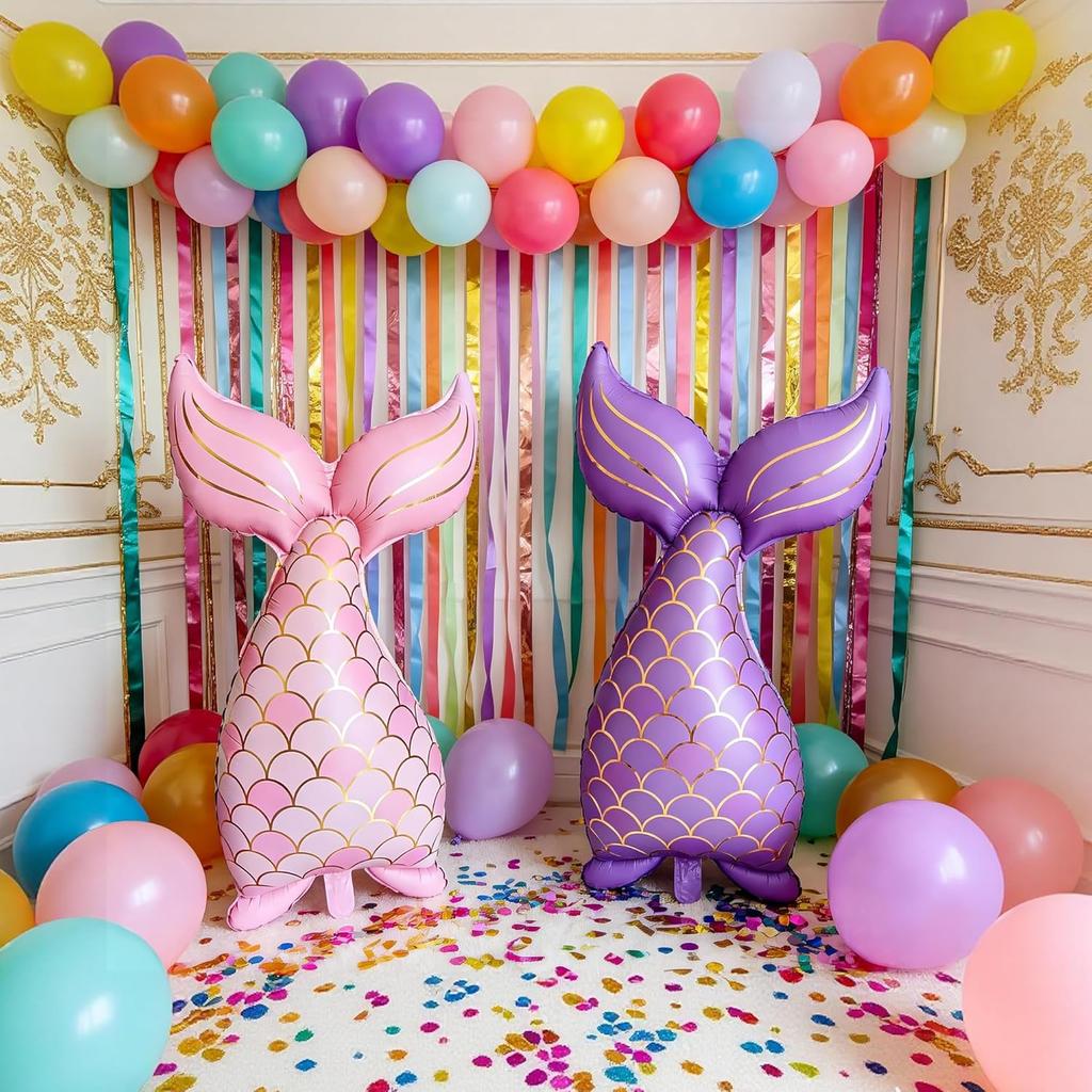 7 Stück Meeresmeerjungfrauenschwanz Muschel Muschel Ballons Set Rosa 0-9 Zahlen Folienballon Unterwasser Geburtstagsparty Dekoration Babyparty Zubehör