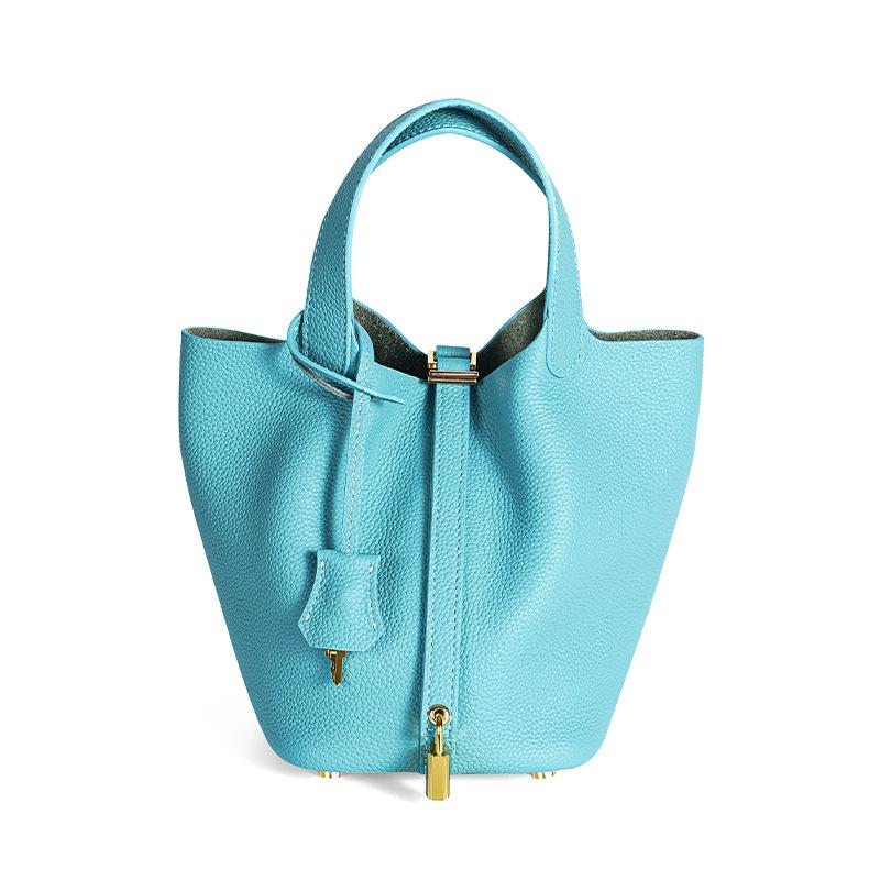 [New] High-quality First-layer Cowhide Niche Vegetable Basket Handbag Female, Genuine Leather Large-capacity High-end Bucket Bag