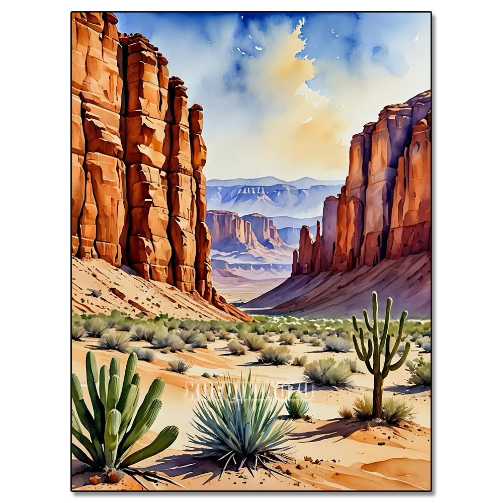 Akvarelllandskap Växtserie Diamantkonstmålning Dekoration Segelbåt Diy Full Strassmosaik Korsstygnsats Gåva