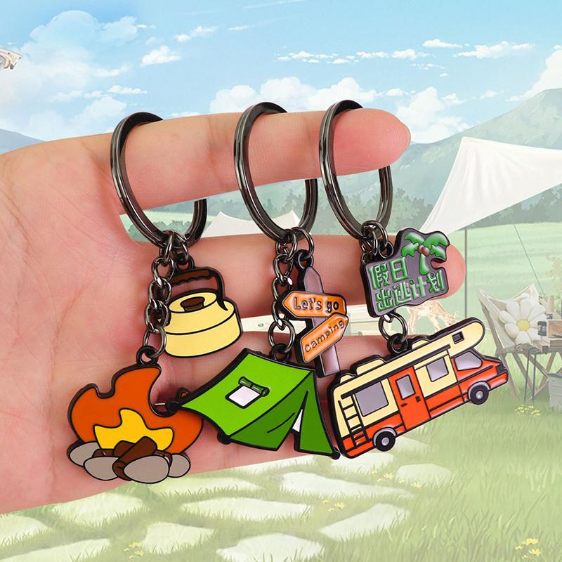 Kreativer Metall Outdoor Camping Schlüsselanhänger Wohnmobil Zelt Anhänger Schlüsselring Reisesouvenir Für Herren Papa Geburtstagsgeschenk