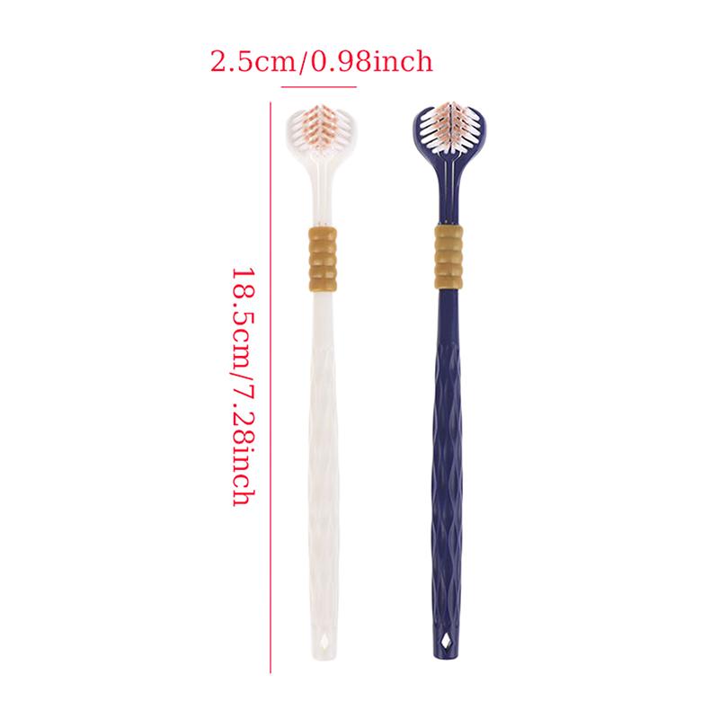 6 Pcs Family Soft Bristled Three Sided Toothbrush - Efficient Cleaning Three Headed Manual Toothbrush