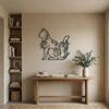 Floral Cat Metal Wall Art, Rose Silhouette Iron Sculpture, Minimalist Pet Lover Gift