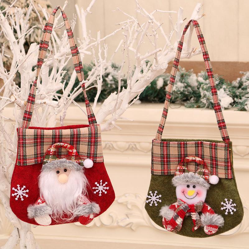 New Christmas Gift Bag Handheld Cloth Bag Cartoon Santa Claus Snowman Elk Xmas Tree Christma New Year Decoration Storage Bags