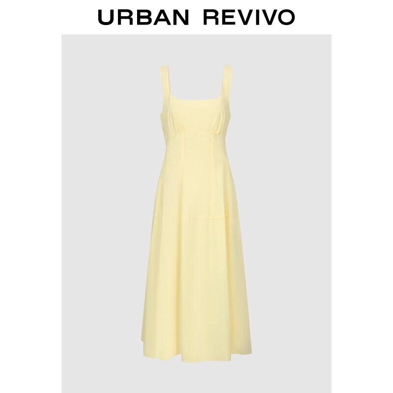 UR 2026 Summer Shirred Square Neck Dress
