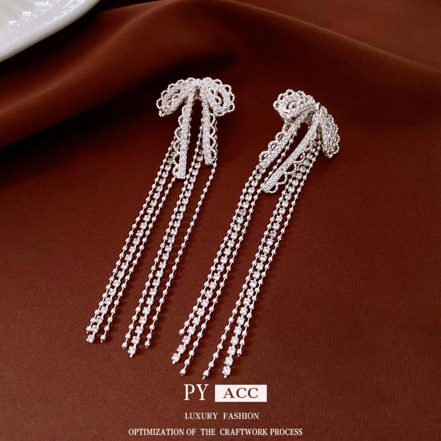 Micro-inlaid Zircon Super Fairy Temperament Sweet Stud Earrings Lace Versatile Earrings Silver Needle Exquisite Fresh Earrings