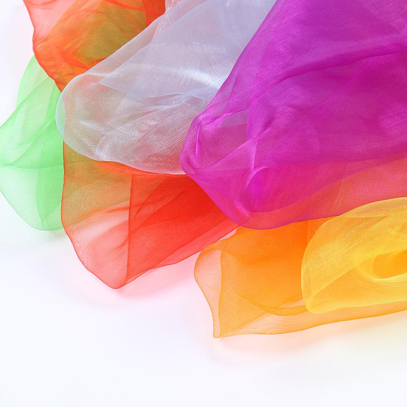 6Colors/Set Nylon Scarf Square Shawl Stage Roll Edge Pure Color Dance Scarf Shawl DIY Performance Gauze Prop School Supplies ZYF