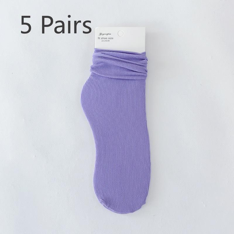 

5 пар женских летних тонких однотонных дышащих носков-трубок 5 Pairs фиолетовый/синий