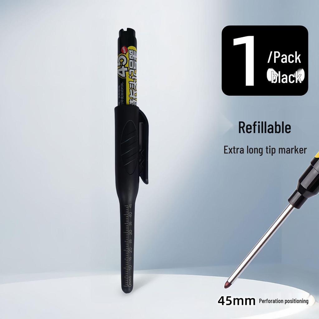 45mm Refillable Long-Nozzle Deep-Hole Marker Pen, Oil-Based & Waterproof for Construction