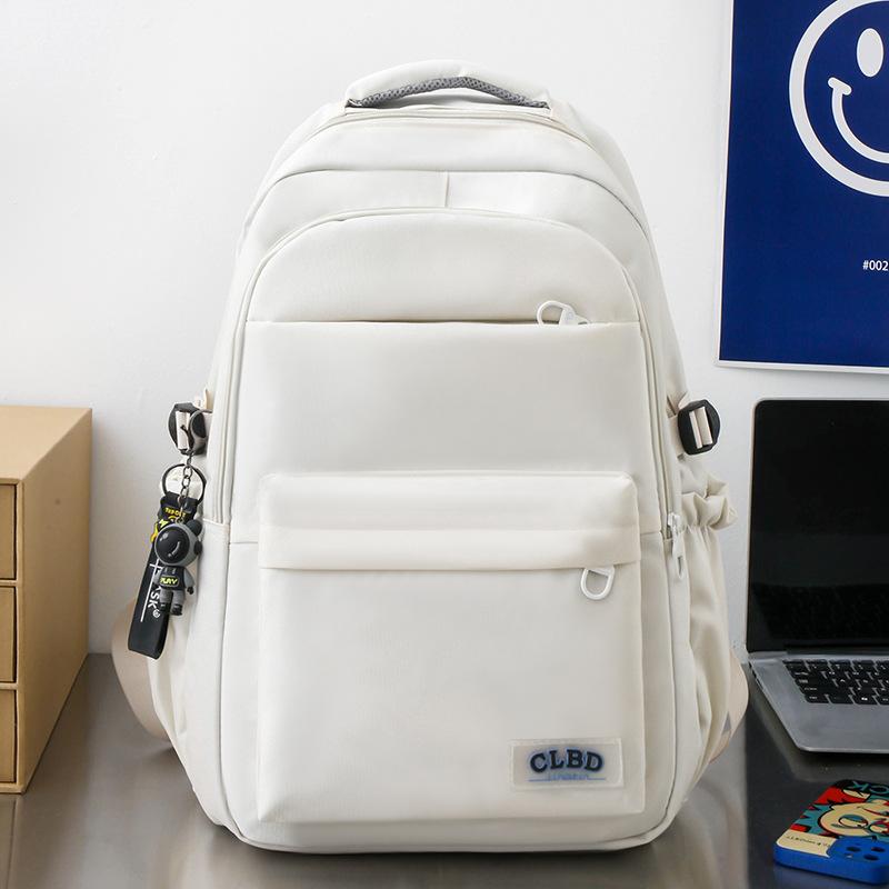 Men's College Students Solid Color Backpack Middle School Students High Capacity Backpack