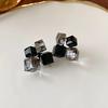 Pink Crystal Geometric Cube Square 3D Fantasy Gradient Candy Stud Earring for Women Simple Personality Jewelry Girl Gift