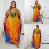 European-American Rayon Print Plus Size Beach Cover-Up Dress & Long Robe