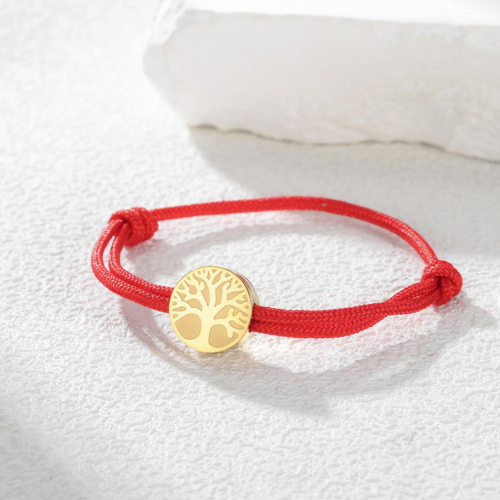 Tree of Life Stainless Steel Bracelet for Women Men Braided Adjustable Rope Tree Symbol Protection Amulet Faith Charm Jewelry