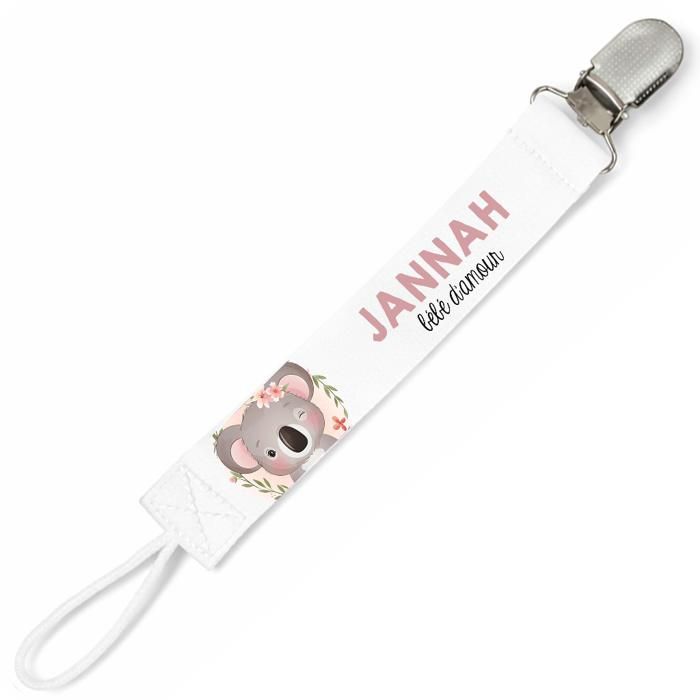 Planetee Attache tétine pour prénom JANNAH bébé d'amour Koala | Attache sucette cadeau naissance