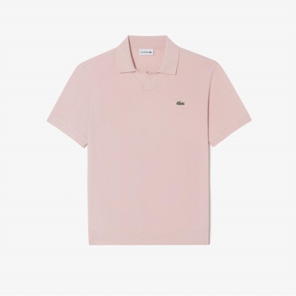 

LACOSTE Мужская однотонная футболка-поло с открытым воротником [розовый]