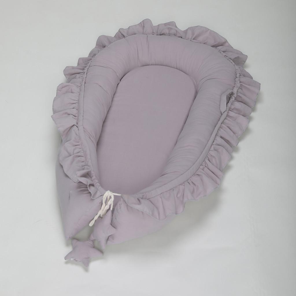Soft Cotton Lace Baby Nest Portable Newborn Lounger Pillow In Pink Beige Gray Teal
