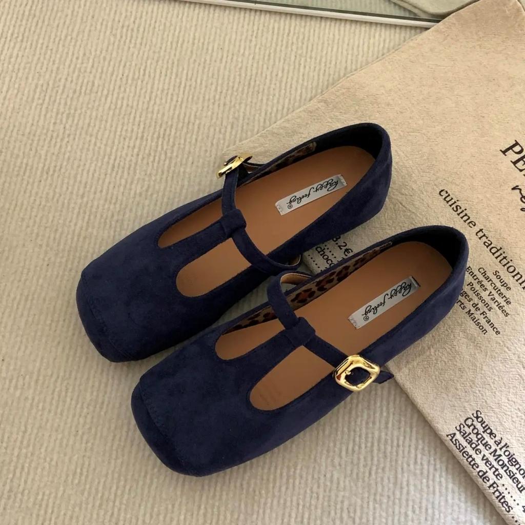 Fashion Bailamos Retro Woman Flats All-Match Square Toe Casual Female Sneakers Flats Comfortable Square Dress Solid PU Lace-Up Rubber Sl