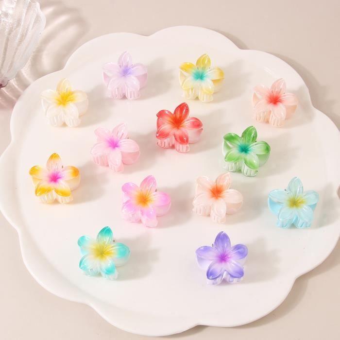 Set of 12 Flower-shaped Hair Clips - Made of Acrylic - For Thick and Thin Hair - Non-slip - For Women and Girls