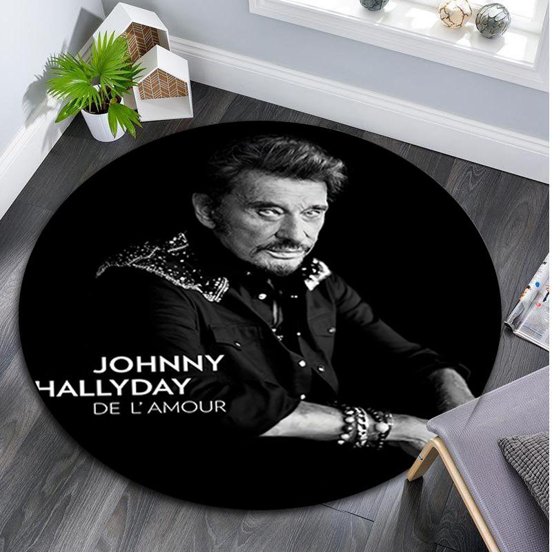 Johnny Hallyday Circular Rug - Office Decorative Carpet For Living Room Bedroom Door Mat Floor Rug Computer Chair Area Rug