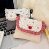 Womens Small Coin Purse Heart Button Decor Lipstick Sanitary Napkin Coin Money Bag Floral Earphones Data Cable Storage Case