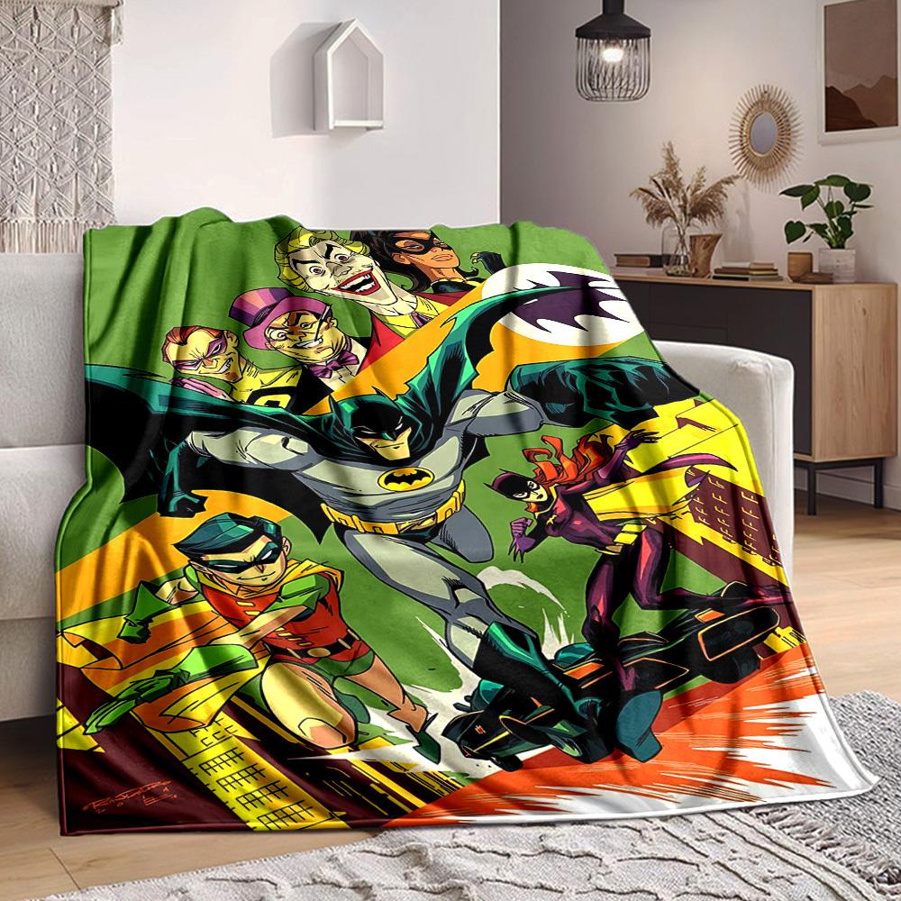 1pc Batman Superheroes Gotham Flannel Throw Blanket Lightweight Soft Warm All Season Blanket for Sofa, Bed, Travel,L1028014