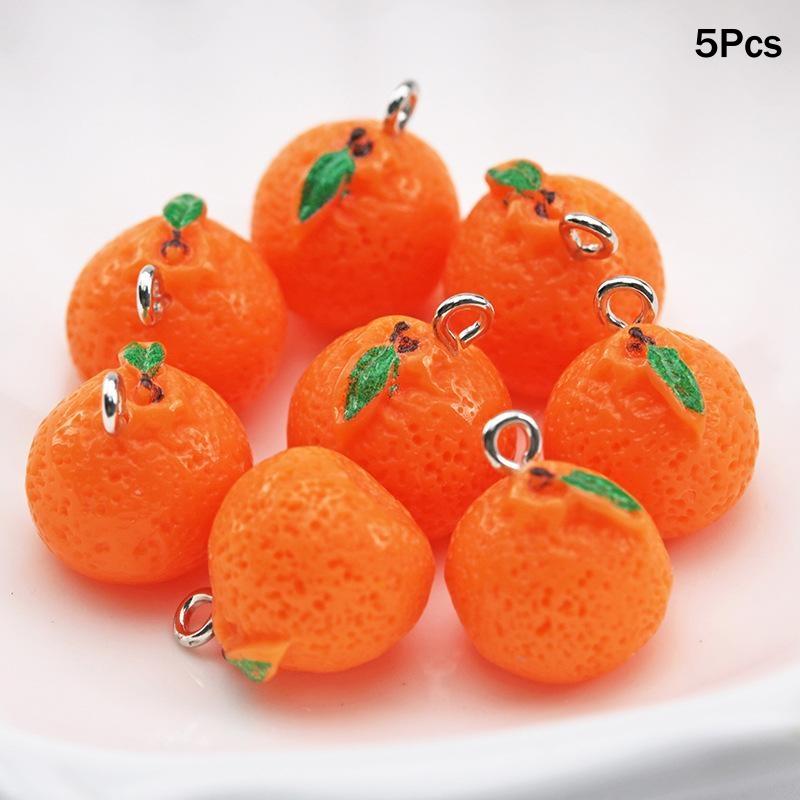 3D Simulated Fruit Resin Pendants 5Pcs Fun Fruit Charms for DIY Party Favors Earring Bracelet Jewelry Making Crafts