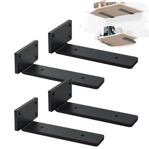

MLOQI Shelf Brackets, 5mm Thick, Heavy-Duty Shelf Brackets with Screws, Maximum Load Capacity of 70kg, Hidden Shelf Brackets, L-Shaped Brackets (4 Pie